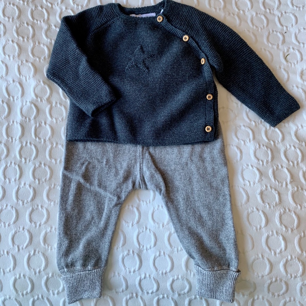 Baby Gray Knit sweater and pants - sold as set